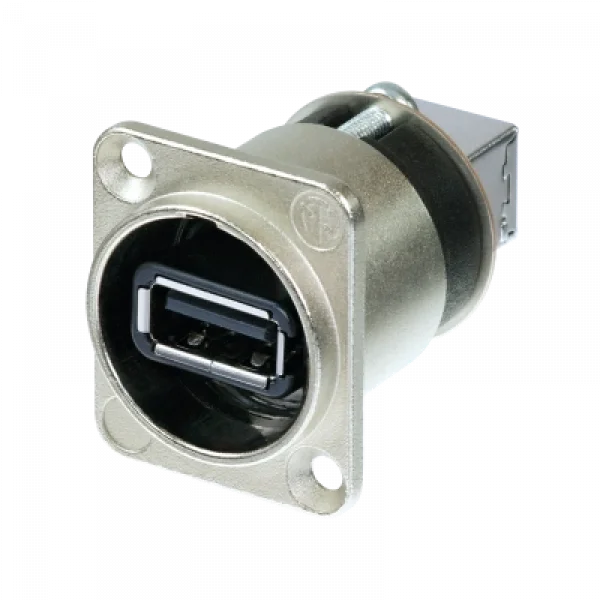 Neutrik NAUSB-W USB 2.0 Çevrilebilir Geçişli Şase Adaptörü, Tip A/B, D Tipi, Nikel