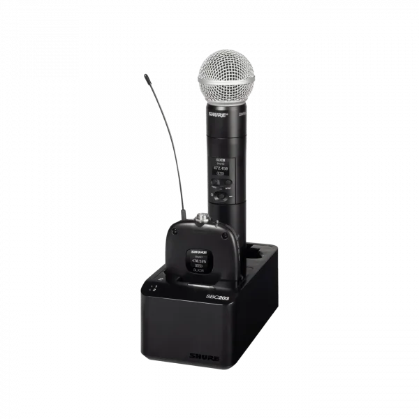 Shure SBC203 Çift Yuvalı Şarj İstasyonu for SLX-D Transmitter için