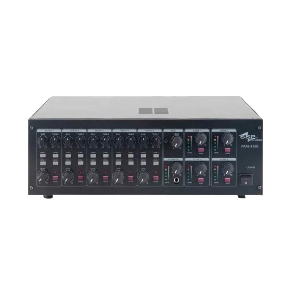 SSP PAM 4150 QUAD 4x150W/100V, 4 Zone Matrix Mikser Amfi
