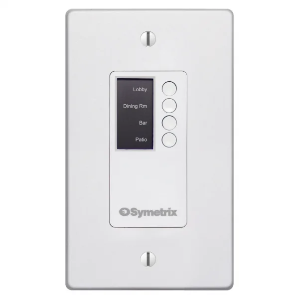 Symetrix W2 IP Duvar Kumandası, 4 Tuş ve OLED Ekran, Beyaz US