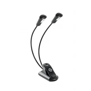 König & Meyer 12259-000-55 Double2 LED FlexLight Şarjlı Nota Lambası, 2x2 LED, Siyah