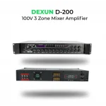 DEXUN D200 Mikser Amfi 100W/100V 3-zone volüm kontrol, USB/BT