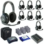 Eartec HUB8D UltraLITE & HUB 8 Kişilik Full Dublex Kablosuz interkom Sistemi, 8 Double Headset, batarya, şarj cihazı ve case | 400 metreye kadar iletişim