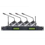 HTDZ HT-860 Dörtlü Kablosuz Kürsü Mikrofon Seti, UHF, 4 Kaz Boynu Verici + Alıcı