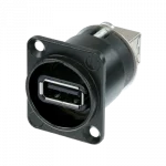 Neutrik NAUSB-W-B USB 2.0 Çevrilebilir Geçişli Şase Adaptörü, Tip A/B, D Tipi, Siyah
