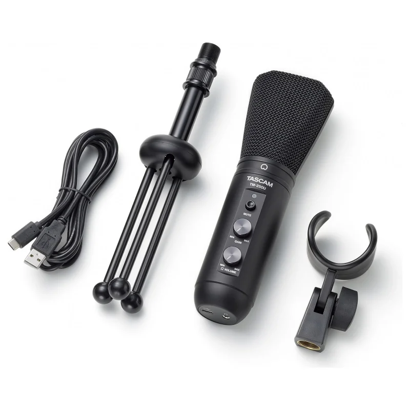 Tascam TM-250U USB Condenser Mikrofon for personal Podcasting , Super-cardioid , Headphone out, Samplerate 16 Bit/44,1kHz o. 48kHz