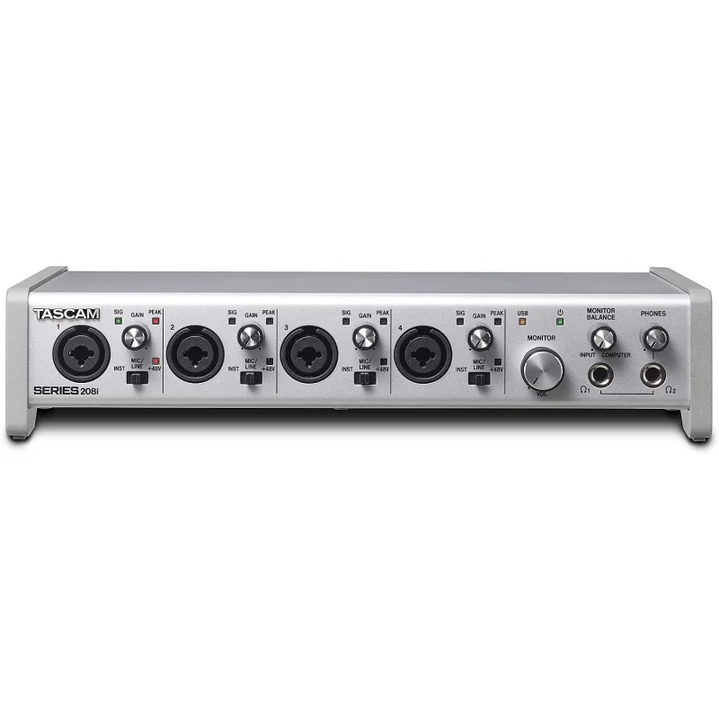 Tascam SERIES 208I USB-2.0 Audio-/MIDI-Interface, 20 In (4 Analog + 2 SMUX) and 8 Out, MIDI, DSP-MIxer