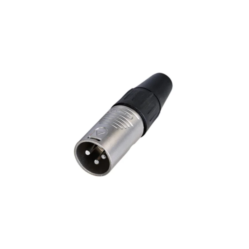 Rean RC3M 3 Pin XLR Erkek Kablo Konnektörü, Nikel Gövde, Gümüş Kontak