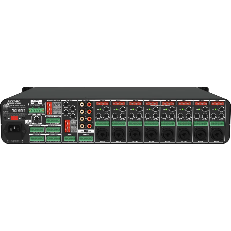 Behringer MA-6008 12 Kanal Auto Mikser Amfi 2x80W/100V 4-ohm 2-zone