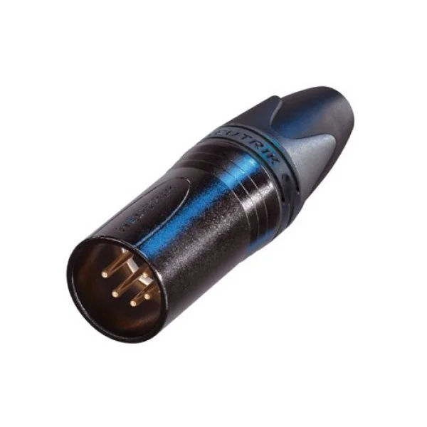 Neutrik NC5MXX-B 5 Pin XLR Erkek Kablo Konnektörü, Siyah Gövde, Altın Kontak