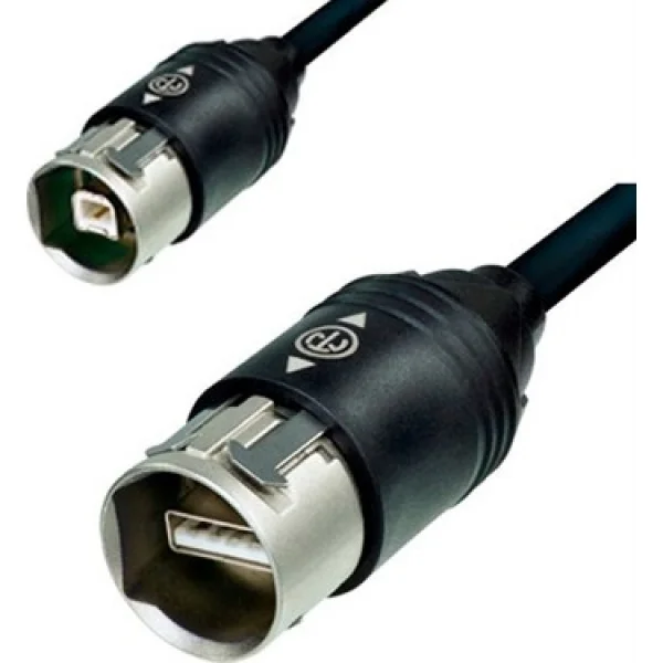 Neutrik NKUSB-1 USB 2.0 Kilitli Patch Kablosu, Tip A – Tip B, 1 m, Metal Taşıyıcılı