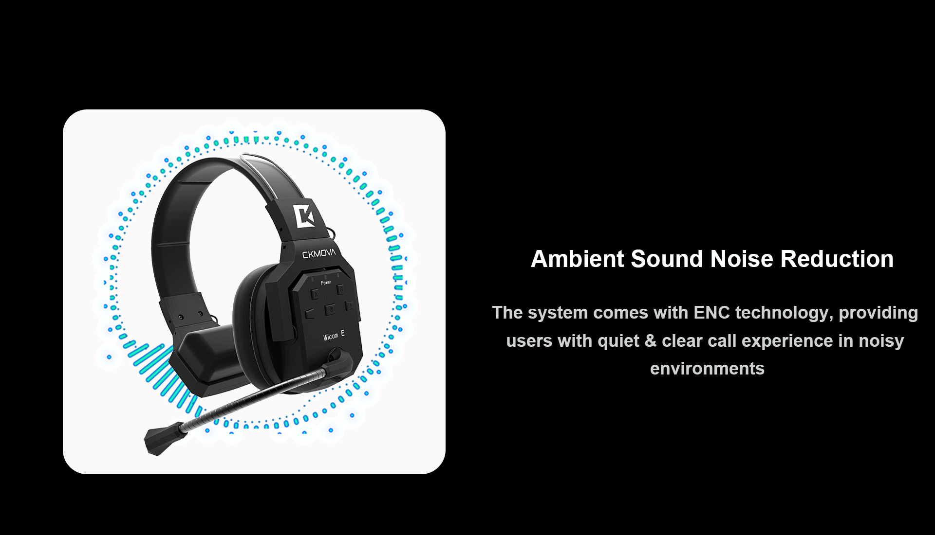 Wicom E-S3 Wireless intercom communication system with single earpiece for 3 people, 400 meters range, 1 Master + 2 Headset