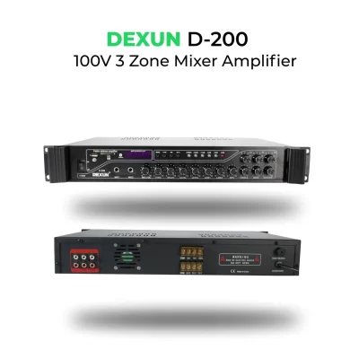 DEXUN D-200 3-zonlu Mixer-Ampli USB/Bluetooth 200W/100V 3 Volüm