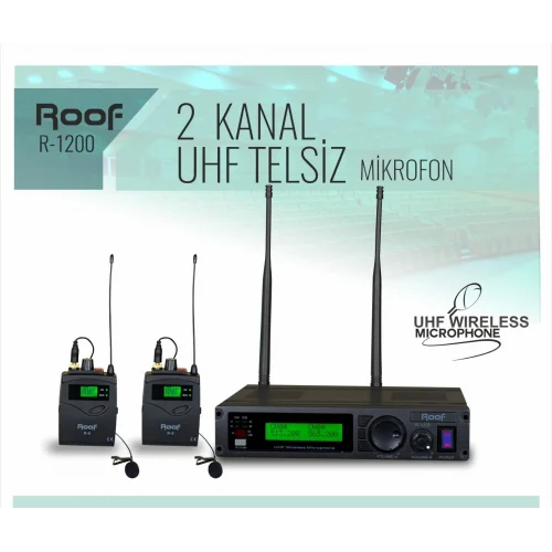 ROOF R-1200 Çift Yaka Kablosuz Mikrofon Seti