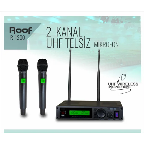 ROOF R-1200 Çift EL Kablosuz Mikrofon Seti