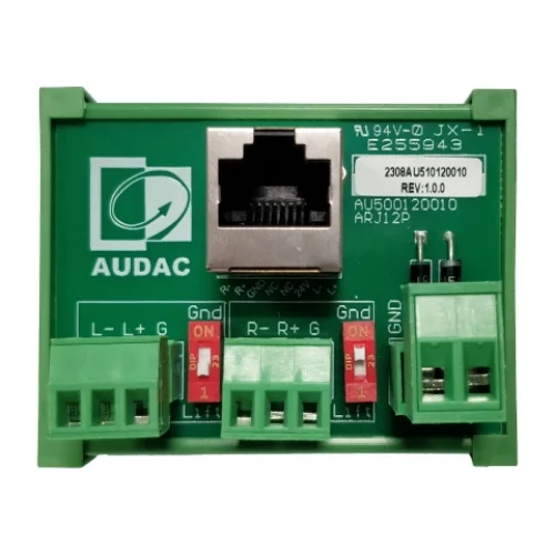 Audac ARJ12P Junction box - RJ45 to 2 x 3-pin terminal block