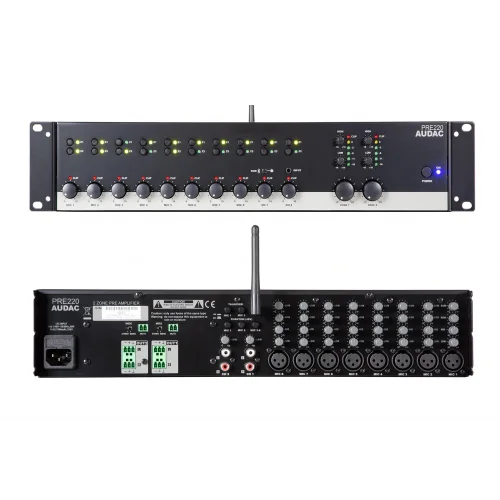 Audac PRE220 | 2-zone 10 Kanal Stereo Preamplifier Mixer | Bluetooth 4.2