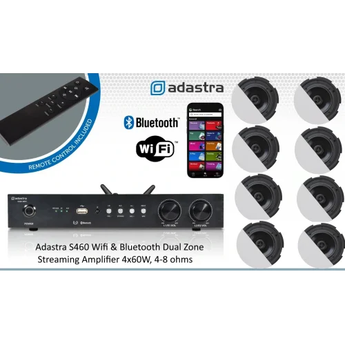 Audast HFC S4608 Ofis, Mağaza Ses Sistemi, 2 yollu 8 Tavan Hoparlörü, Cepten Kontrol