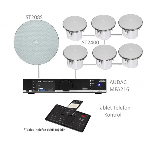 Behringer NANO-AU6 Tablet kontrollü Mağaza, Ofis, Cafe, Restoran Ses Sistemi 200 m2