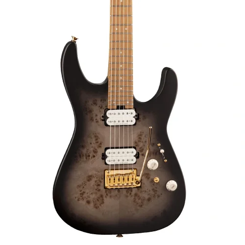 Charvel Pro Mod DK24 HH 2PT CM Poplar Burl Karamelize Akçaağaç Klavye Transparent Black Burst Elektro Gitar
