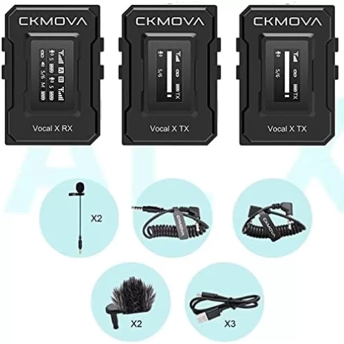 CKMOVA Vocal X V2 Ultra kompakt 2,4 GHz Çift Yaka Kablosuz Mikrofon Seti