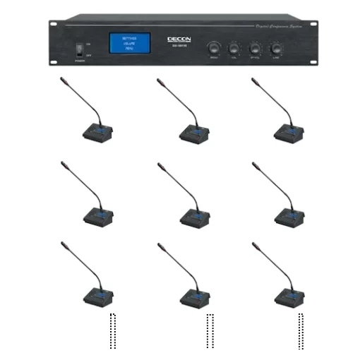 Decon DX Serisi Dijital Konferans Mikrofon Sistemi, Video Takip, Simultane 1 başkan 10 delege