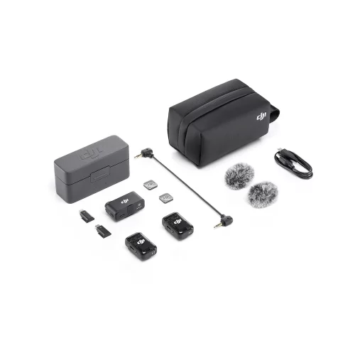 DJI MIC-2 (2TX+1RX+Charging Case) Çift Yaka Kablosuz Mikrofon Seti