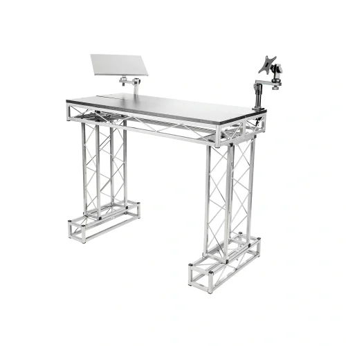 DJM TOP10 Taşınabilir DJ Masası, Notebook ve Monitör Aparat Seçenekli, Siyah ve Gümüş Renklerde