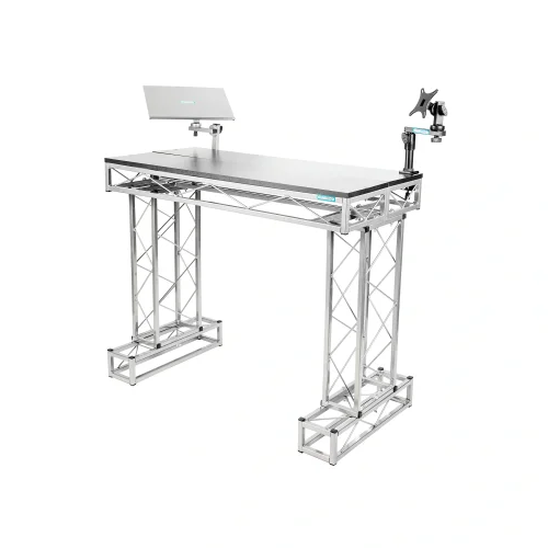 DJM TOP10 Taşınabilir DJ Masası, Notebook ve Monitör Aparat Seçenekli, Siyah ve Gümüş Renklerde