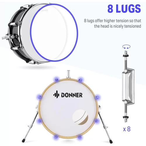 Donner DDS-520 5-Parça 22 Akustik Davul (Siyah)