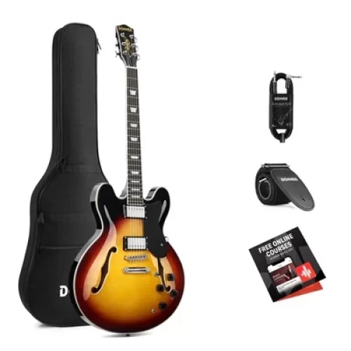 Donner DJP-1000 Semi-Hollow Elektro Gitar (Sunburst)