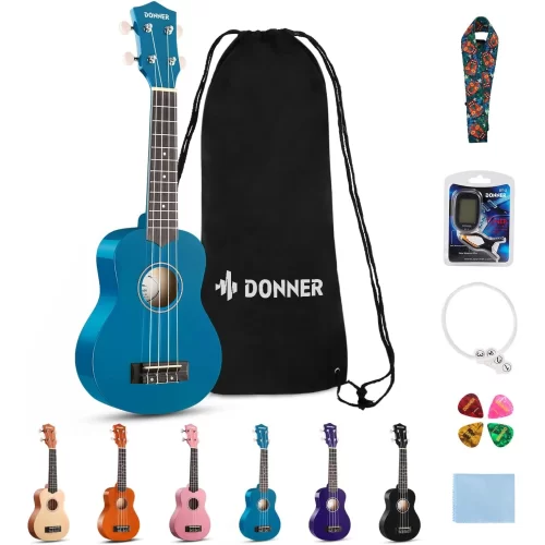 Donner DUS-10B Soprano Ukulele Seti (Mavi)