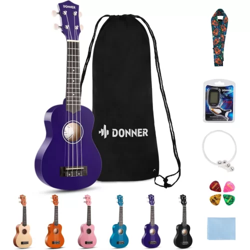 Donner DUS-10P Soprano Ukulele Seti (Mor)