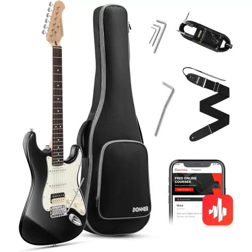 Donner Seeker Series DST-400 Elektro Gitar Seti (Siyah)