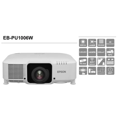 EPSON EB-PU1006W 6000 Ansi Lazer Projeksiyon 1920x1200, LENS HARİÇ