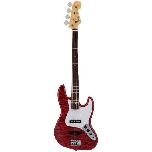 Fender 2024 Collection Made in Japan Hybrid II Jazz Bass Gülağacı Klavye Quilt Red Beryl w/Bag Bas Gitar