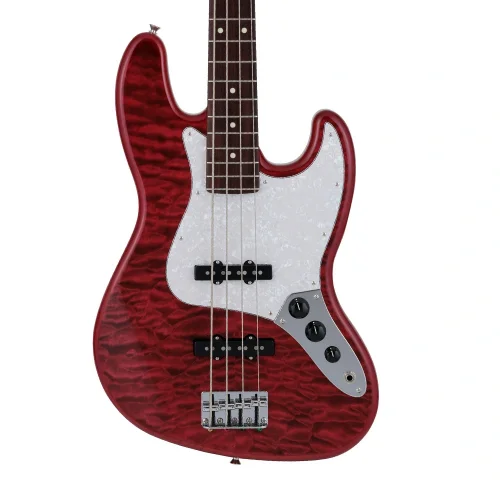 Fender 2024 Collection Made in Japan Hybrid II Jazz Bass Gülağacı Klavye Quilt Red Beryl w/Bag Bas Gitar