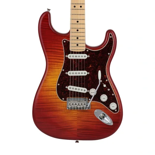 Fender 2024 Collection Made in Japan Hybrid II Stratocaster Akçaağaç Klavye Flame Sunset Orange Transparent w/Bag Elektro Gitar