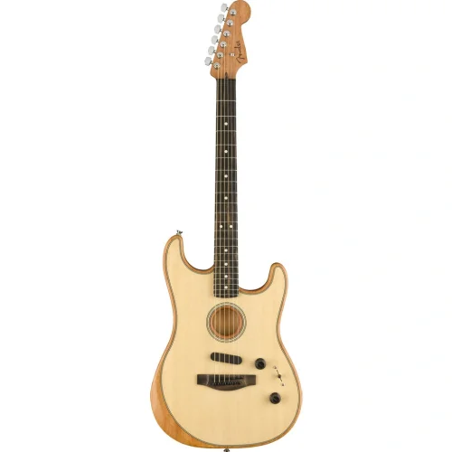 Fender Acoustasonic Stratocaster Abanoz Klavye Natural Elektro Akustik Gitar
