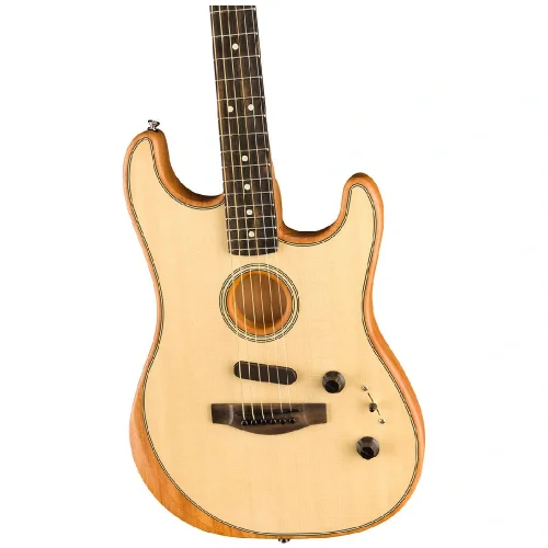Fender Acoustasonic Stratocaster Abanoz Klavye Natural Elektro Akustik Gitar