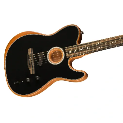 Fender American Acoustasonic Telecaster Abanoz Klavye Black Elektro Akustik Gitar