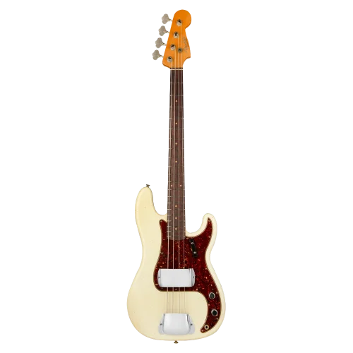 Fender Custom Shop 1963 Precision Bass Journeyman Relic Aged Olympic White Bas Gitar