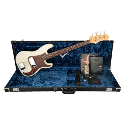 Fender Custom Shop 1963 Precision Bass Journeyman Relic Aged Olympic White Bas Gitar