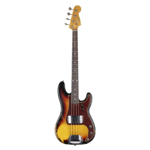 Fender Custom Shop Limited Edition 1966 Precision Bass Heavy Relic Aged Bleached 3 Ton Sunburst Bas Gitar