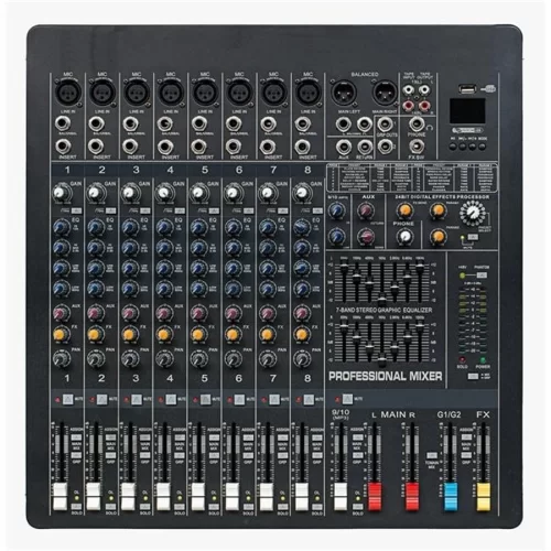 Globe GM82FX 8 Kanal Deck Mixer, USB, Kayıt,Bluetooth, Rack