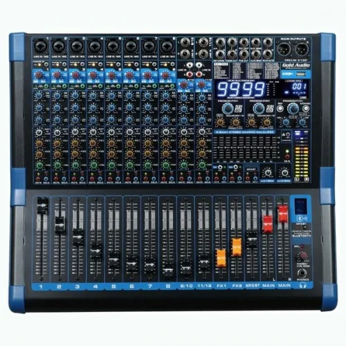Gold Audio PRO-M512P 2x800W 12 Kanal Power-Mixer Çift Efekt, Bluetooh, USB, Kayıt