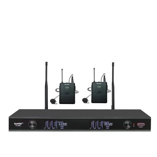 HTDZ HT-99A YAKA Çift Yaka Kablosuz Mikrofon Seti 200 kanal Rack Mount