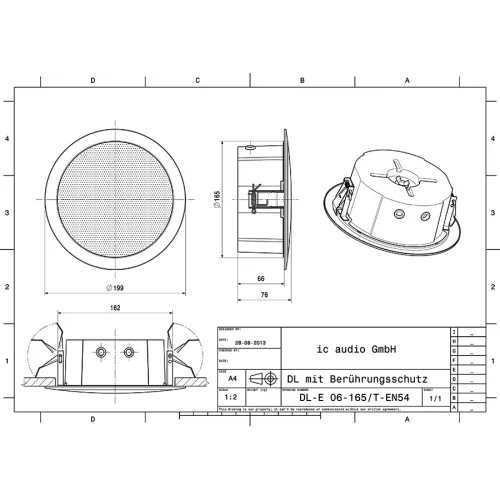 IC Audio DL-E 06-165/T-EN54 6,5 Tavan Hoparlörü 6W/3W/1.5W/100V