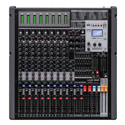 K.Meister LIVE 12P 12 Kanal Çift Efektli Power-Mixer 2x800W 4 ohm | USB | Bluetooth