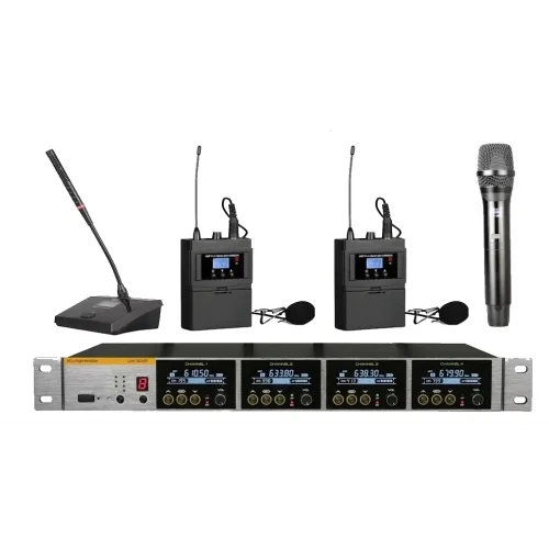 K.Meister UW-3410 4 Mikrofonlu Kablosuz Mix Set, 1 EL + 2 Yaka + 1 Kürsü